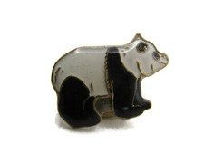 Vintage Panda Bear Pin Black & White Enamel Gold Tone Lapel Brooch Animal