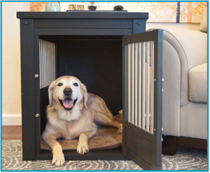 black dog crate end table