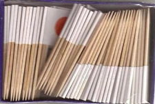 Box of 100 Japan Toothpick Flags, 100 Small Mini Japanese Flag Cupcake Picks