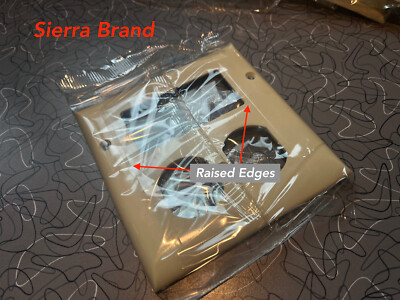 Sierra Ivory 2-Gang Decora GFCI Duplex Outlet Receptacle Wall Plate Raised Edges