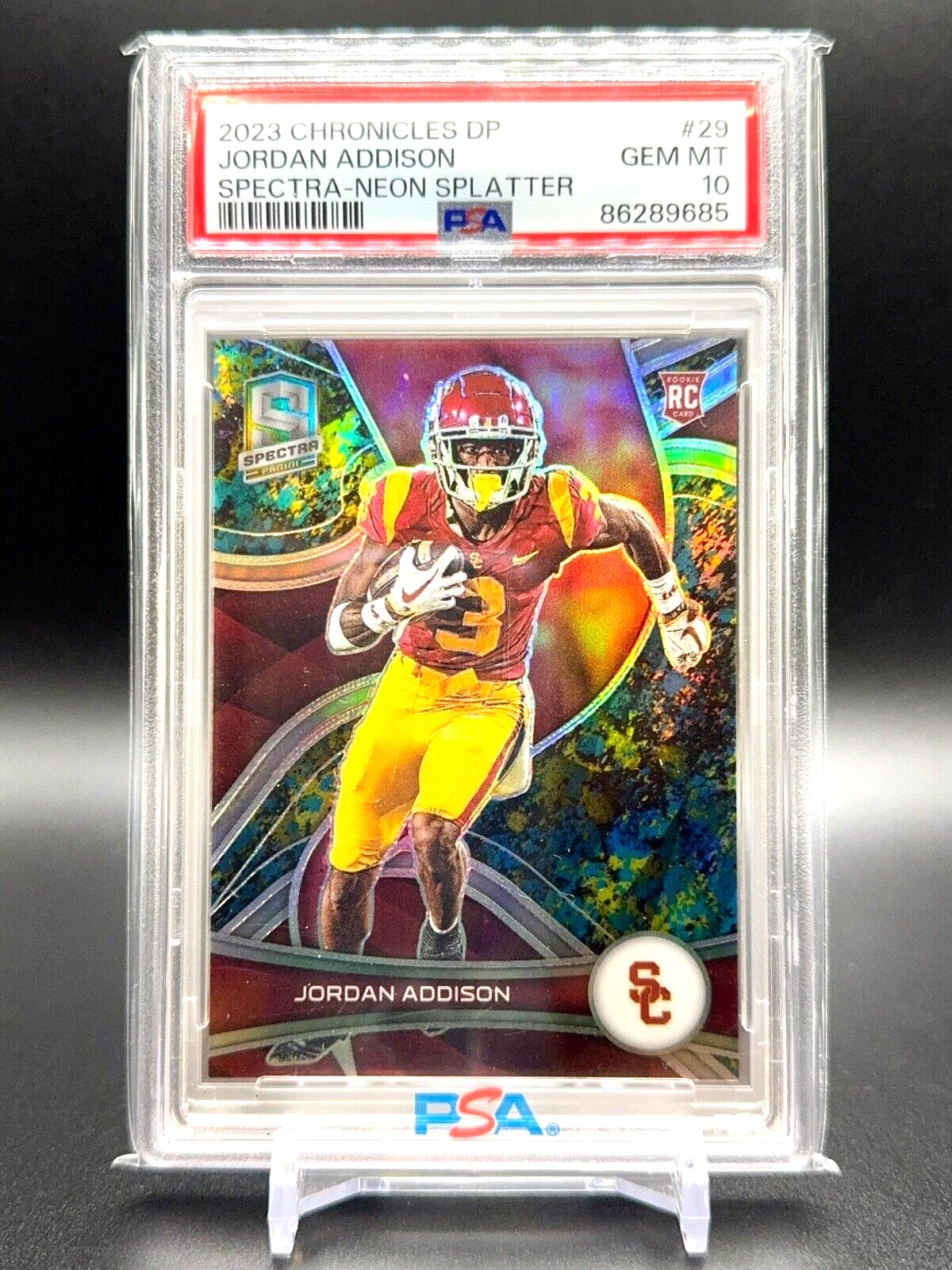 Jordan Addison Panini Chronicles Draft Picks Spectra #29 Neon Splatter