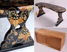 Japanese Heian Kyoto Lacquer Armrest Samurai Daimyo Tool By Omote Etsu Meiji Era