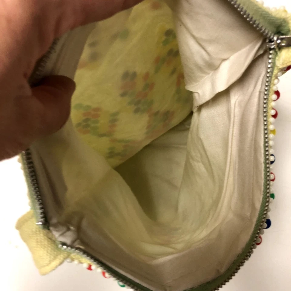 Nuevo de Lote Antiguo Bolso de Mano Hippie Arco Iris Años 60 70 RAINBOW Candy DOT Disco BORLA Cartera Foto 3 de 4