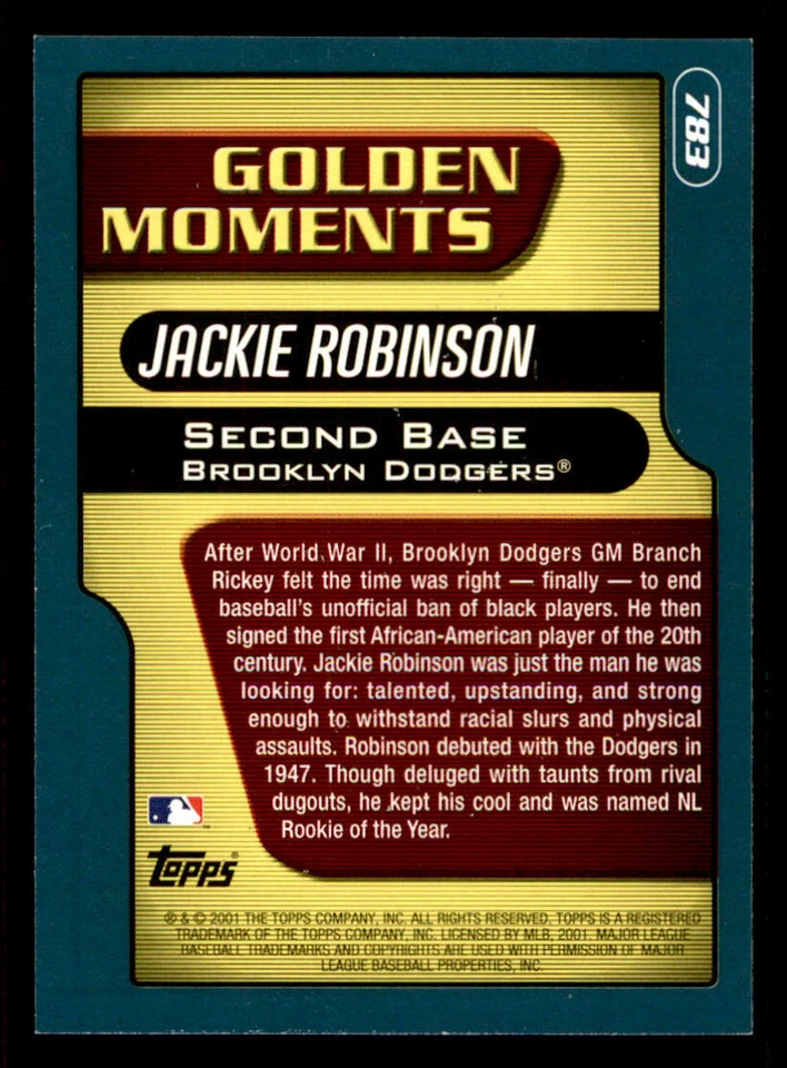 2001 Topps #783 Jackie Robinson GM (ref 235111) - Image 2 of 2