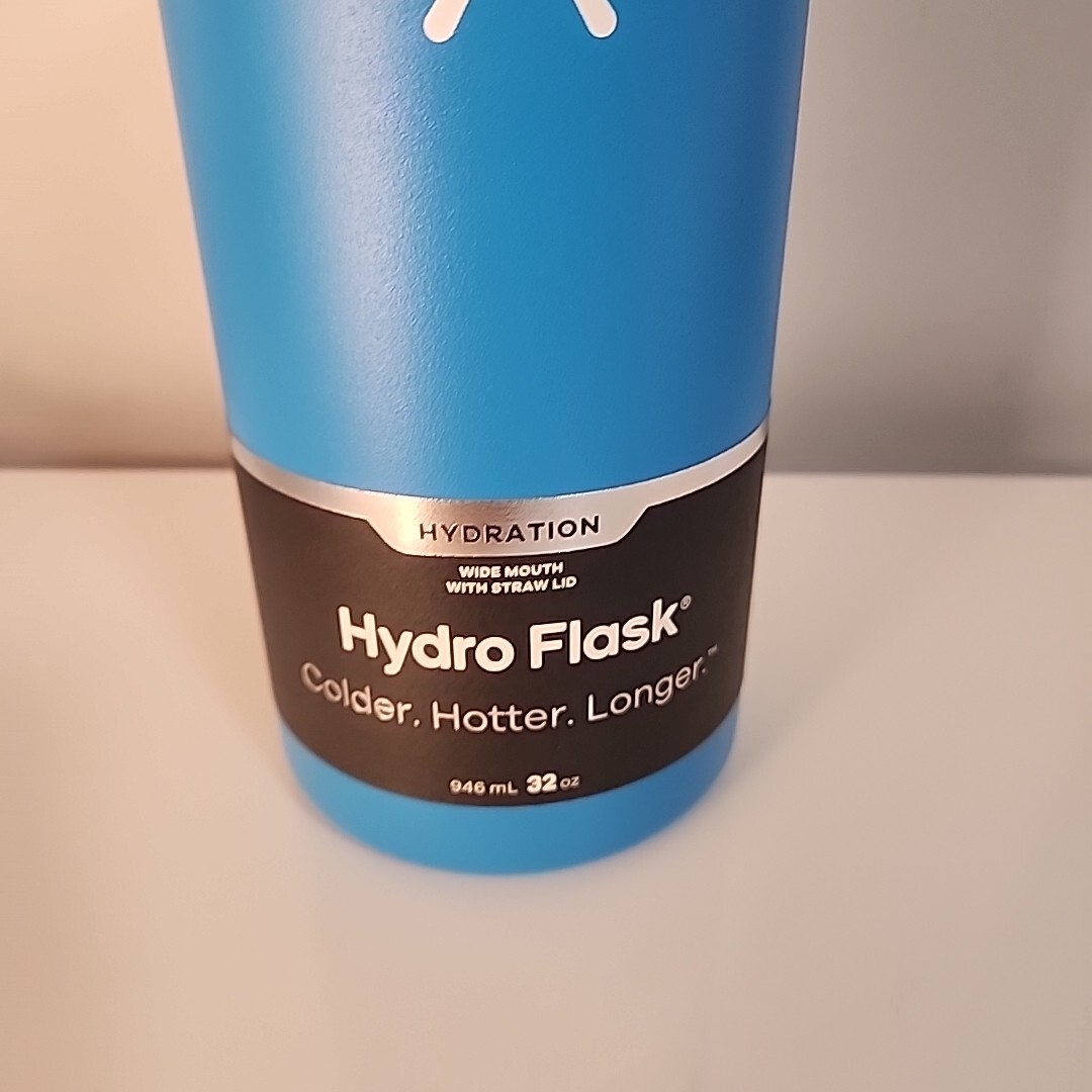 Hydro Flask 32 oz. Water Bottle with Straw Lid - Stainless Steel, Wide Mouth  New | eBay
