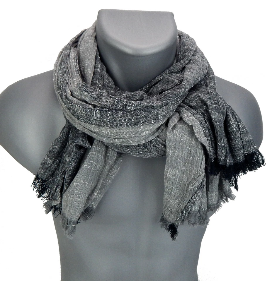 Ella Jonte Herrenschal Beige Braun Grau oder Blau leichter Schal Baumwolle