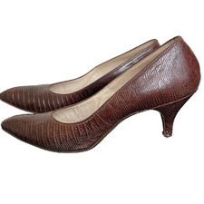 Rare 1950's Ladies Brown Alligator Heels Troylings By Seymour Troy Pumps Sz 7
