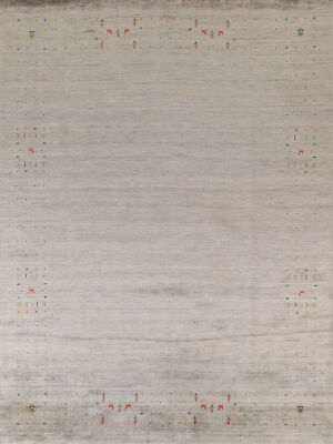 Artisan-made Beige Wool Area Rug Hand-knotted Gabbeh Carpet 8x10 ft