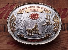 Vintage High Shool Cowboy Rodeo Champion 1993 Western Trophy Belt Buckle