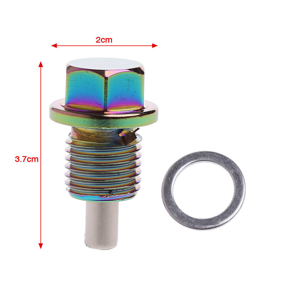1x Anodized Engine Magnetic Oil Pan Drain Plug Bolt Kit Washer M14*1.5MM Screw E - Foto 6