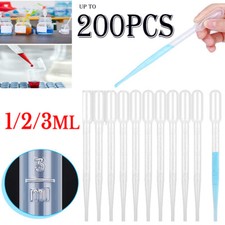 10-200x PLASTIC PIPETTES 6" Long Graduated Liquid Transfer Pipettes 3ml 2ml 1ml