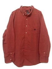 Chaps Men's Red Easy-Care Button Down Long sleeve Dress Shirt- Size Large