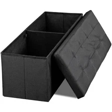 43" Folable Storage Chest Ottoman Bench Storage Stools Footrest Home Decor Black