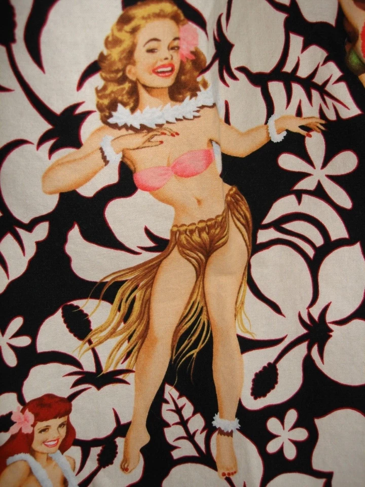 Made in Hawaii Hula Dancers Print 100% Cotton S/S Hawaiian Shirt Sz. XL - Image 4 of 4