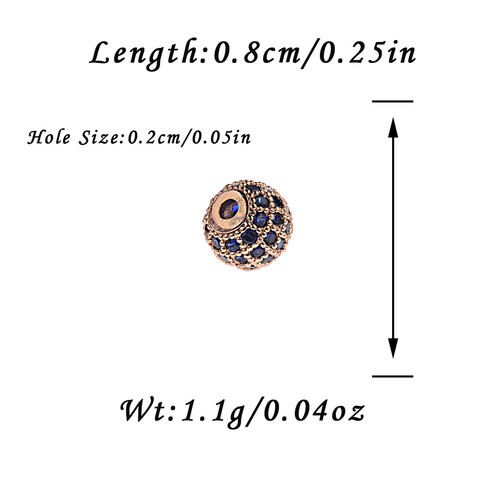 Zircon Gemstones Pave Round Ball Bracelet Connector Charm Beads Silver Gold Rose - Picture 43 of 43
