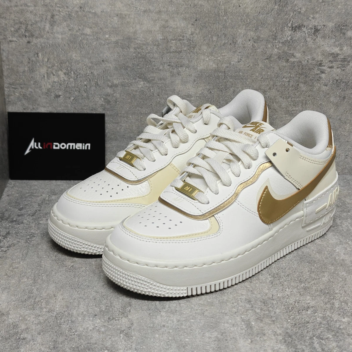 Preços baixos em Nike Air Force 1 Shadow White Metallic Gold W | eBay