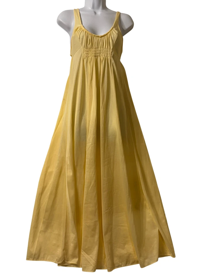 Rare VTG 60s Peignoir Nightgown Robe Set Long Yellow M / L Smock Details EVC - Image 3 of 4