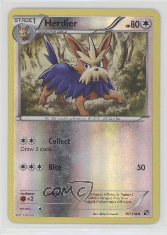 Herdier Reverse Foil Pokemon Black & White Base Set #82