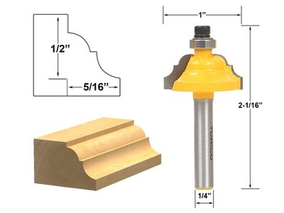5/16'' Classical Roman Ogee Edge Forming Router Bit - 1/4'' Shank - Yonico 13122q