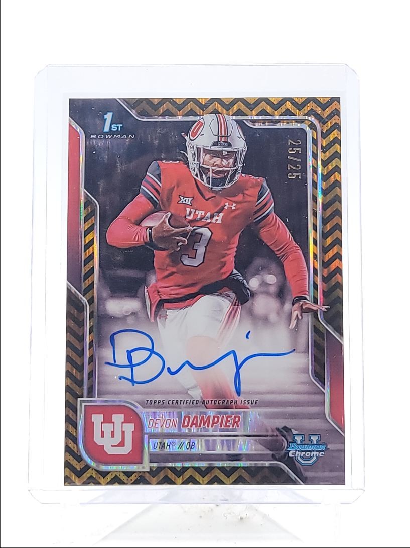 DEVON DAMPIER 2025 BOWMAN U CHROME 1ST BLACK GOLD STEALTH AUTO 25/25 Q5393