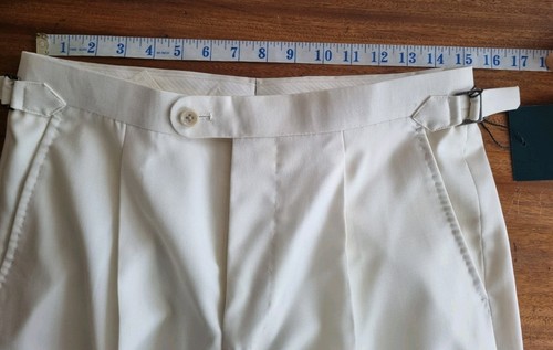 Cavour Mod 2 High Twist cream ecru off white wool trousers EU46 UK30 - Photo 5/7