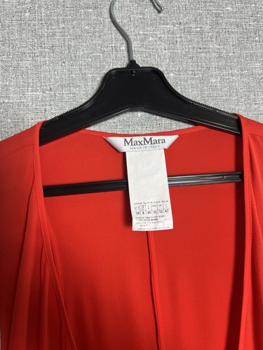 Maxi Vestido Max Mara Rojo Seda Envolvente Talla US8 / IT42 Sin Mangas - Imagen 11 de 14