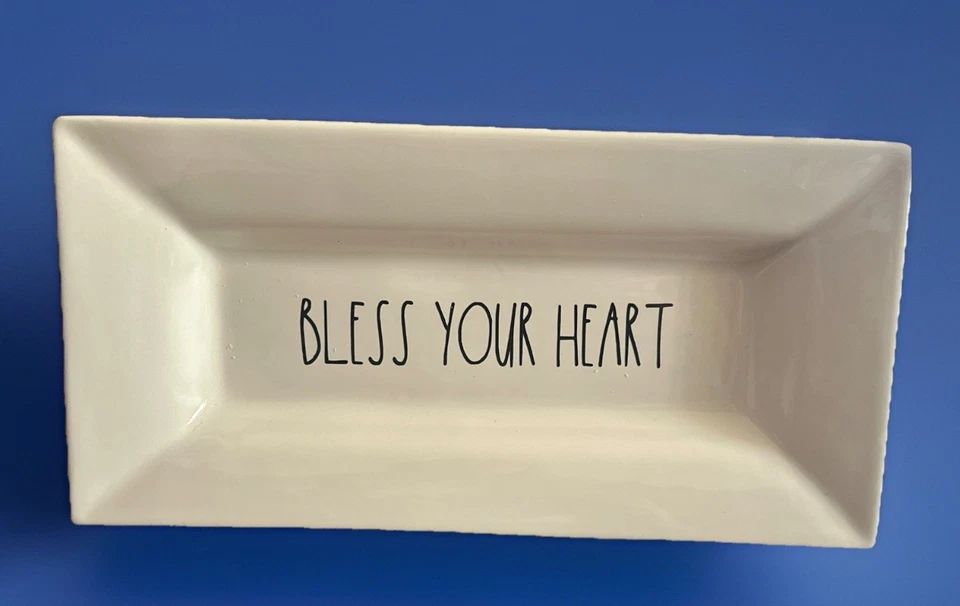 Pottery Barn Rectangular Tray In Ivory Color with Phrase Bless Your Heart 14”x7” - Image 2 of 3