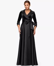 Xscape Black Velvet & Satin Tuxedo Ballgown Size 10 $298