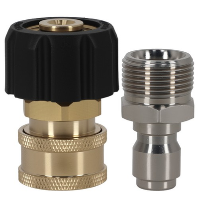 #ad Brass M22 14mm Female 3 8 Male QC Pressure Washer Adapter 2pc Set 5000 PSI $16.45