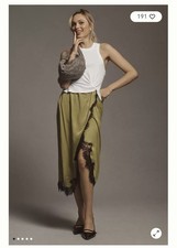 Anthropologie Olive Lace Trim Midi Dress Sleeveless Pullover Crew Neck L