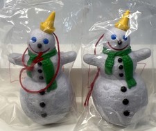 Jack in the Box Fast Food Holiday Snowman Figure Christmas Ornament Lot of 2 NEW