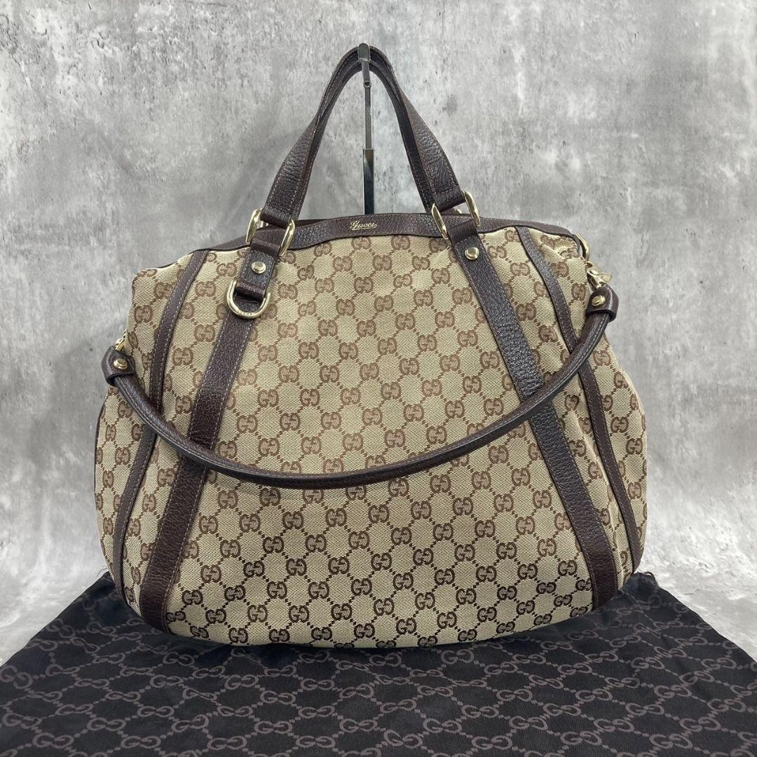 GUCCI GG Canvas Beige 2-Way Tote Bag Authentic G07071027