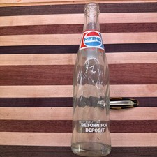 Old Vintage Pepsi Cola Glass 10 oz Return For Deposit Money Back Bottle Swirled