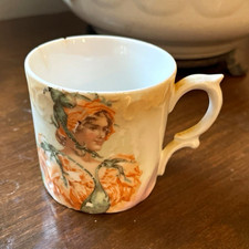 Antique German Porcelain Child  s Mug, Germany 157, 1900