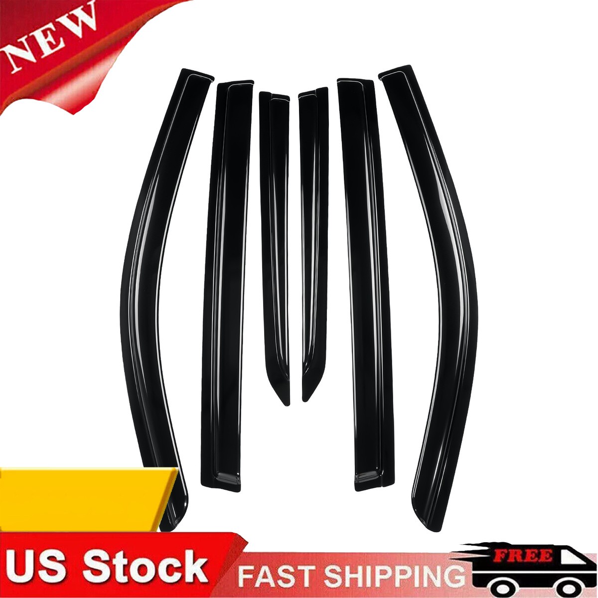 Wind Deflector Fits For Honda Pilot 2016-2022 JDM Tape-on Black 6pcs 6x