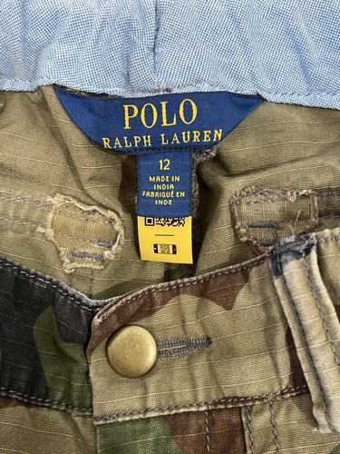 Polo Ralph Lauren Boys Cargo Camo Patch Work Pants Size 12 - Picture 11 of 14