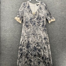 Express Dress Womens M Gray Print V-Neck Hi Low Ladies Cottagecore Boho Peasant