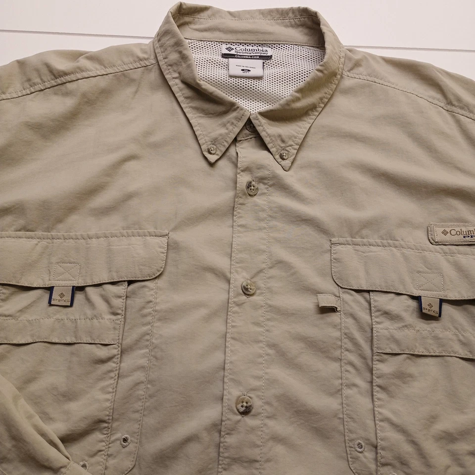 Рубашка рыболовная мужская Columbia PFG 3X Omni-Shade желтовато-коричневая вентилируемая с длинным рукавом UPF сафари - Изображение 4 из 4
