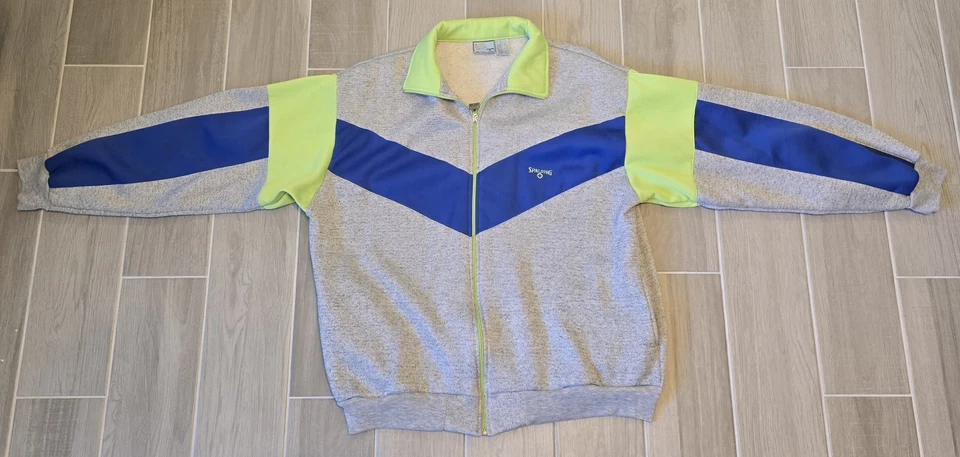 Винтажный 80-х Spalding два изделия толстовки и куртка костюм размер XL серый синий зеленый - Изображение 3 из 4