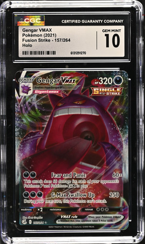  Pokémon Gengar VMAX 2021 Fusion Strike #157/264 Holo CGC 10