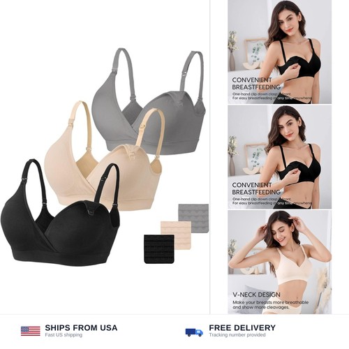 Vinfact 3 Pack Nursing Bras for Breastfeeding Women Maternity Bras | 3Pcs, Se...