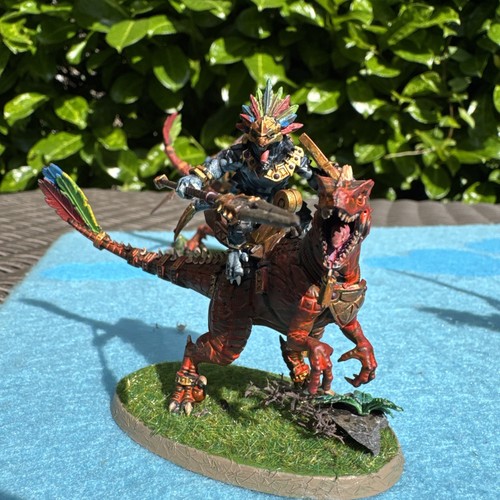 Saurus Scar-Veteran on Aggradon + 3 Aggradon Lancers Warhammer Seraphon Painted - Picture 6 of 19