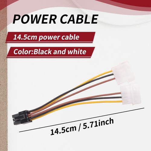 3X(A Dualer 4-Pin Molex IDE Auf 6-Pin PCI-E Grafikkarten-Stromanschlusskabe6962 - Afbeelding 6 van 6