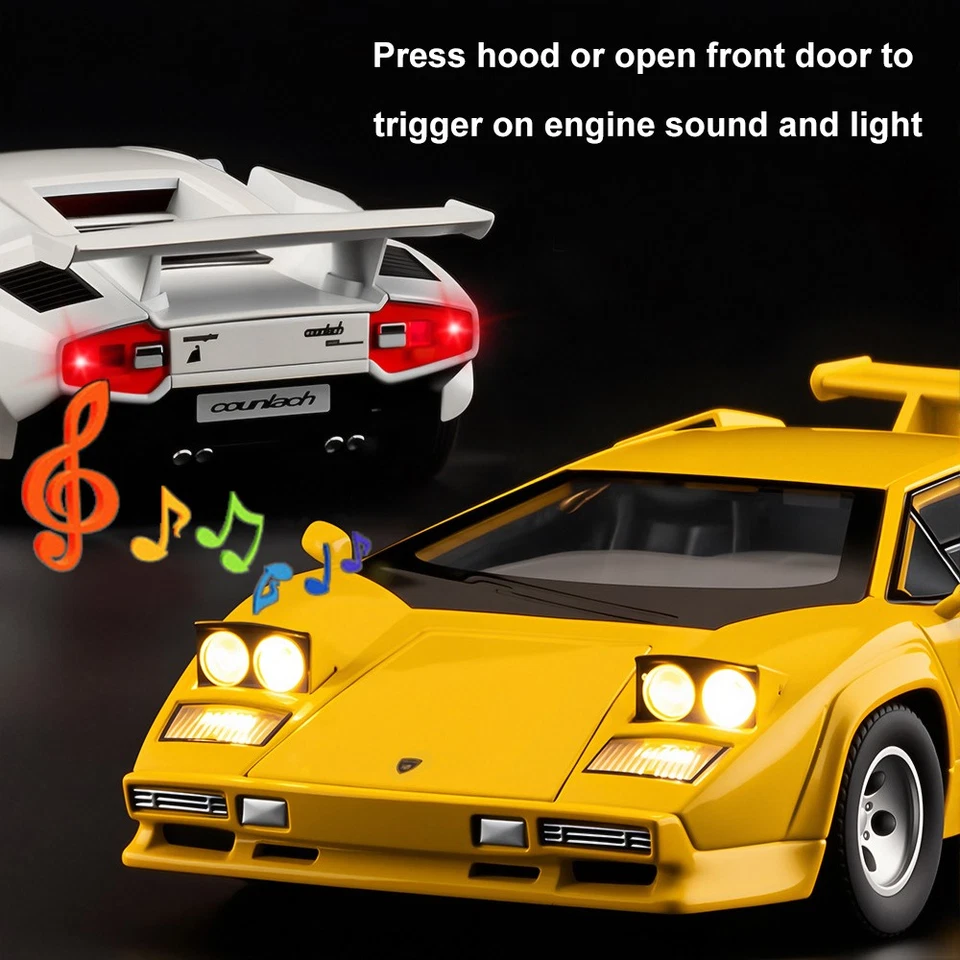 1/24 Lamborghini Countach LP500S Super Coche Diecast Modelo Juguete Coche Luz de Sonido Juguete Foto 4 de 4
