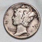 1945-P Mercury Dime, 90% Silver Coin, Last Year of Issue-1