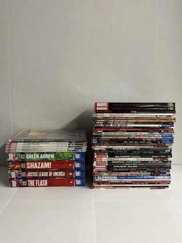Marvel DC Trade Paperback Lot Of 51 TPB Spider-Man Infinity Gauntlet Supergirl