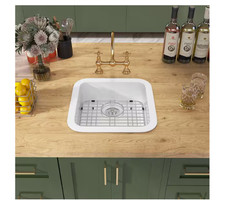 NTQ 19in White Fireclay Single Bowl Kitchen Sink Drop-in/Undermount Farmhouse
