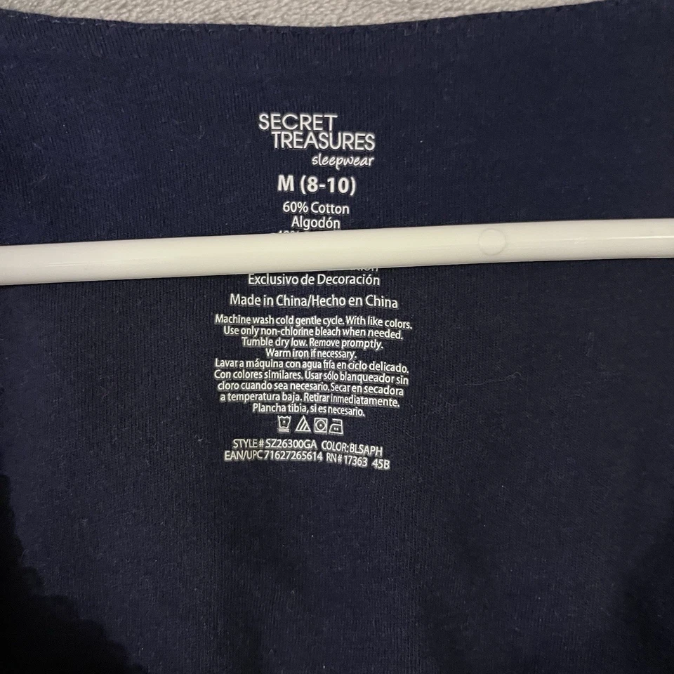 Secret Treasures Nightgown Navy Blue Cotton Blend Womens M Lace Trim - Image 3 of 4