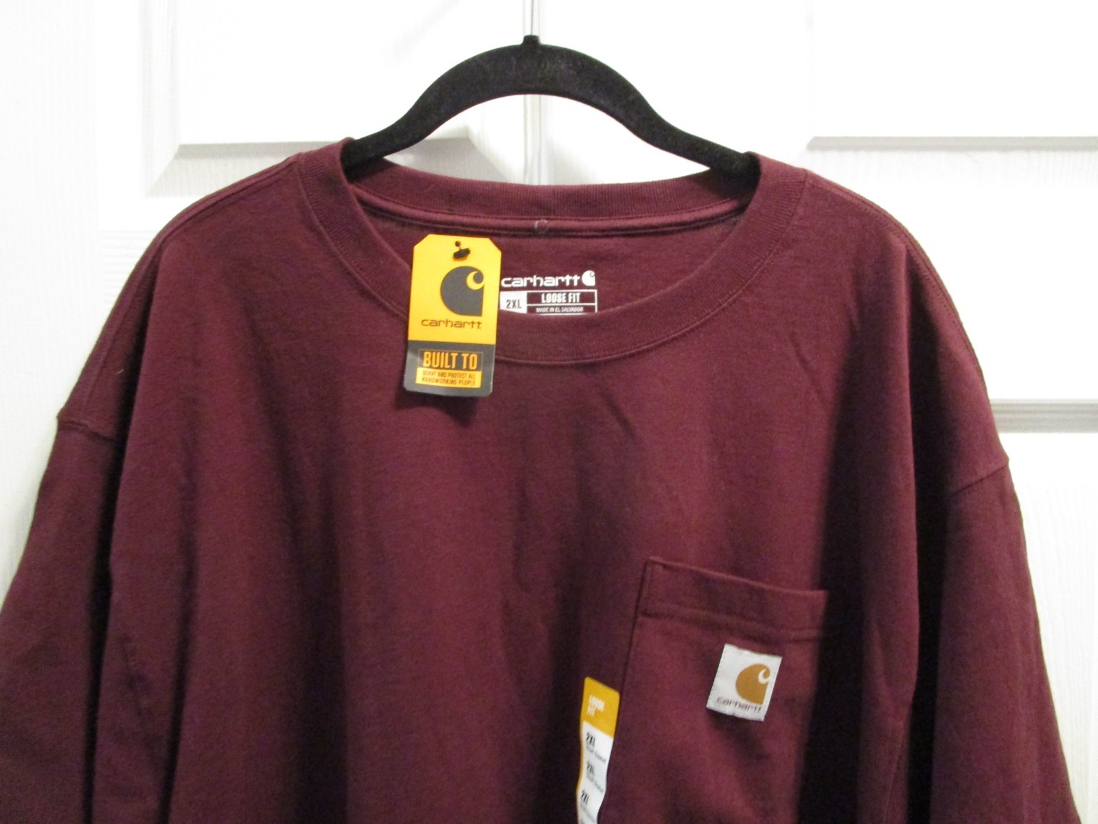CARHARTT LOOSE FIT HEAVYWEIGHT S/S POCKET  T-SHIRT IN PORT RED  SIZE 2XL thumbnail 2