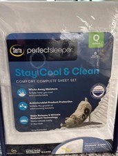 4 Piece Queen White Serta Perfect Sleeper Comfort Cooling Fabric Sheet Set